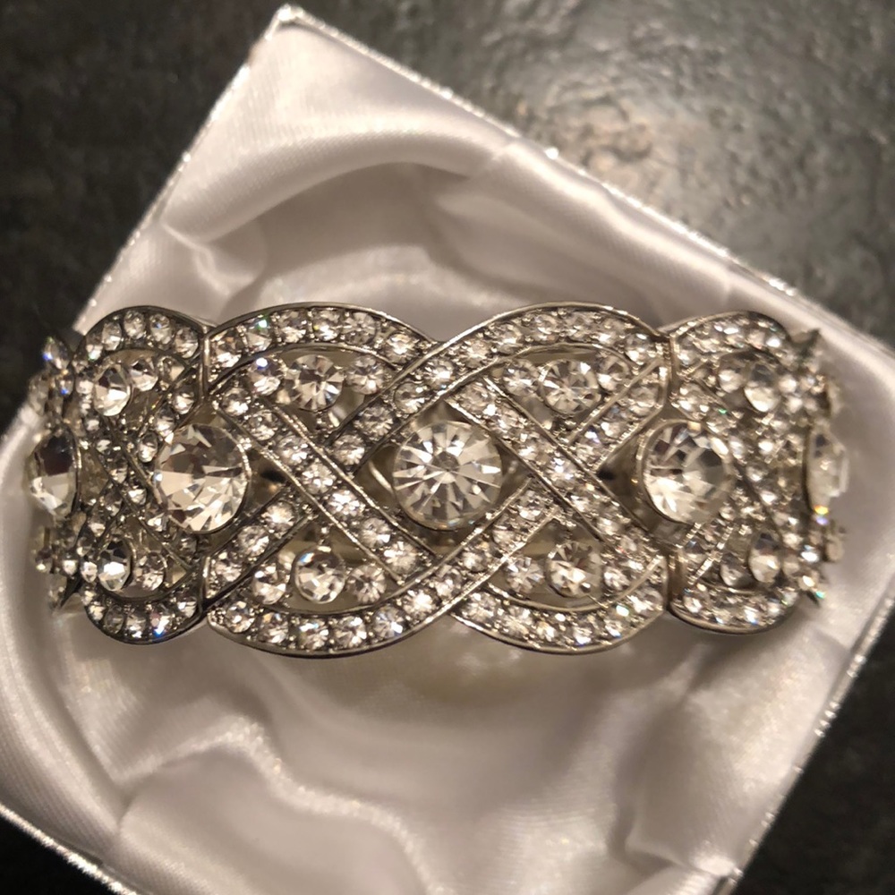 Art deco vintage style silver bracelet - Wedding